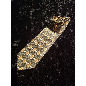 Vintage Villa Bugatti Football Designer Neck Tie Mens Gray Brown Career Wear